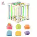 Juguete Cubo Didáctico Con Jenga Y Bandas Elásticas