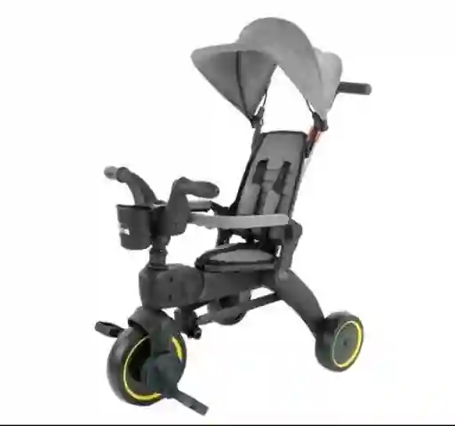 Carriola Triciclo De Lujo Plegable 4 En 1 Para Bebe Gris