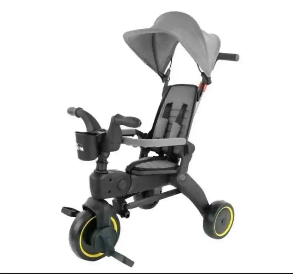 Carriola Triciclo De Lujo Plegable 4 En 1 Para Bebe Gris