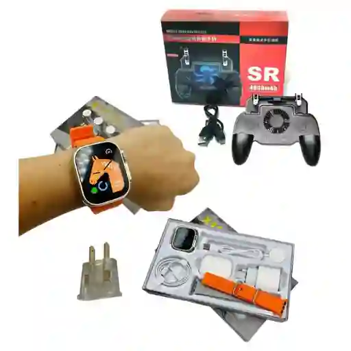 Combo Reloj Smart Watch X11 + Control Gamer Ventilador Con Gatillos + Adaptador De Enchufe Europeo A Americano Convertidor De Redondo A Plano