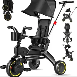 Carriola Triciclo De Lujo Plegable 4 En 1 Para Bebe Negro