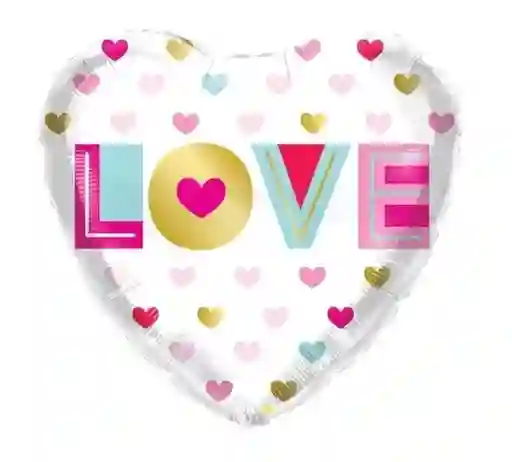 Globo Metalizado Corazon Love 18" 45 Cm. Amor Y Amistad Aniversario