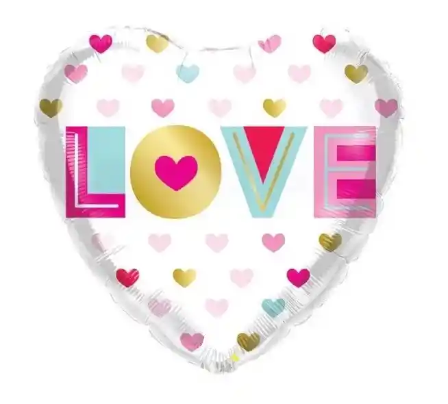 Globo Metalizado Corazon Love 18" 45 Cm. Amor Y Amistad Aniversario