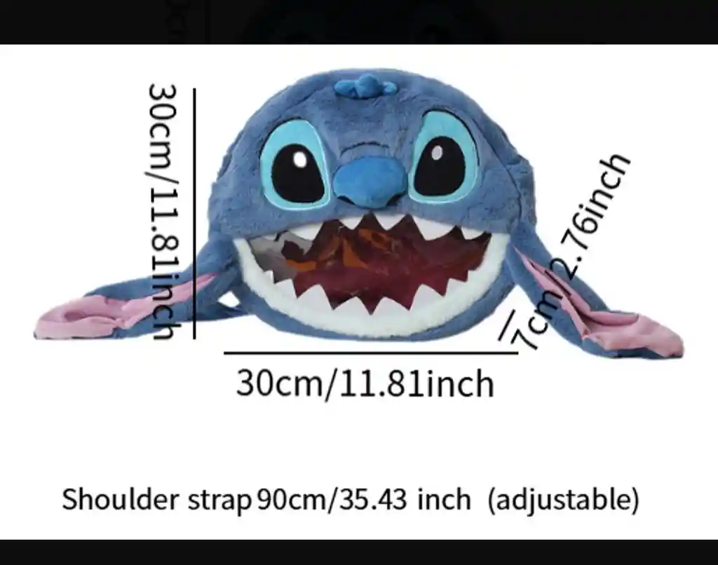 Morral Maleta Cara Stitch Felpa Escolar Mochila