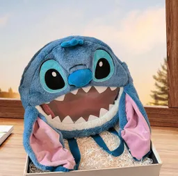 Morral Maleta Cara Stitch Felpa Escolar Mochila