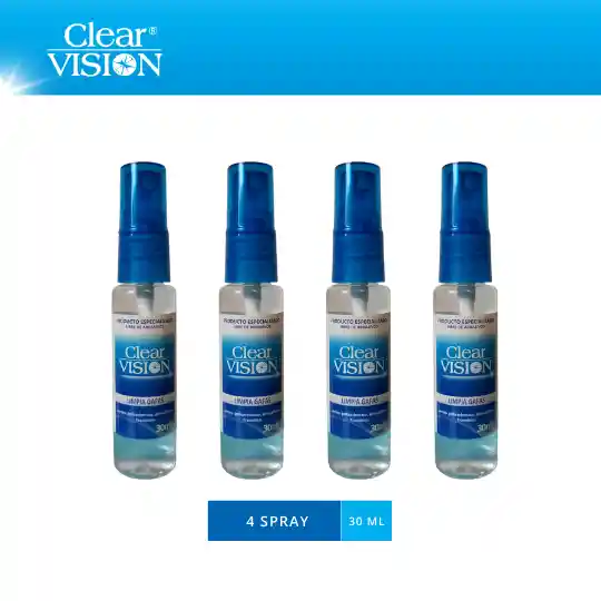 Limpia Gafas/lentes Clear Vision. Kit 4 Unidades De Spray 30ml.