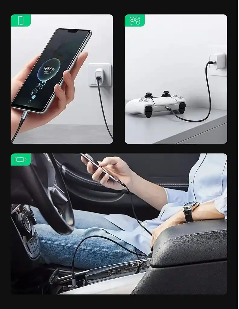 Cable Usb A A Usb C Ugreen 480 Mbps Reforzado De 1 M Color Negro