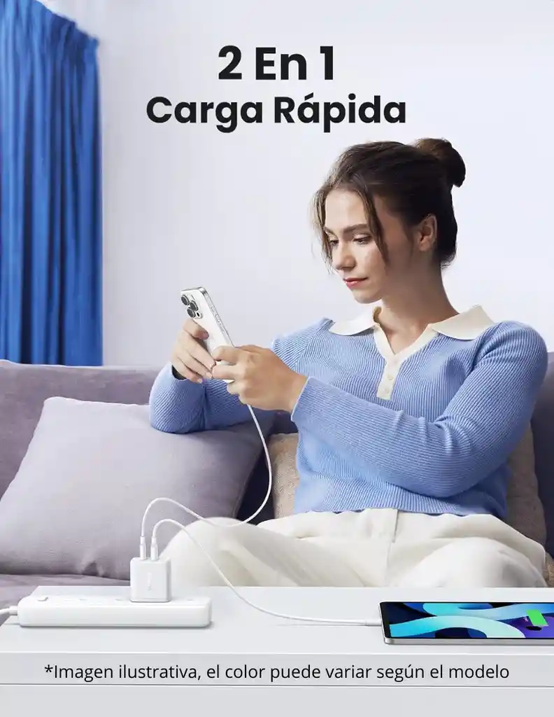 Cargador 2 En 1 Ugreen Carga Rápida 20w Negro 1 Usb C, 1 Usb A