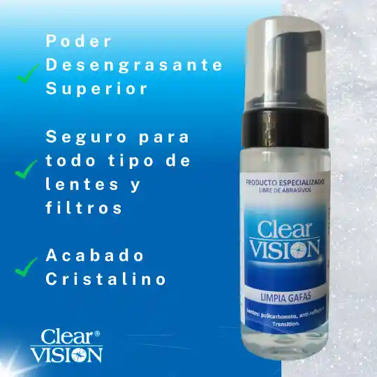 Limpia Gafas/lentes Clear Visión. Espuma Activada 120ml Más Paño De Microfibra Premium Para Lentes.