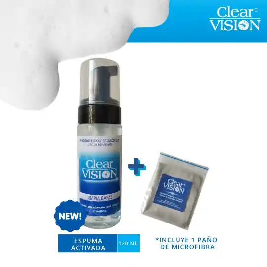 Limpia Gafas/lentes Clear Visión. Espuma Activada 120ml Más Paño De Microfibra Premium Para Lentes.