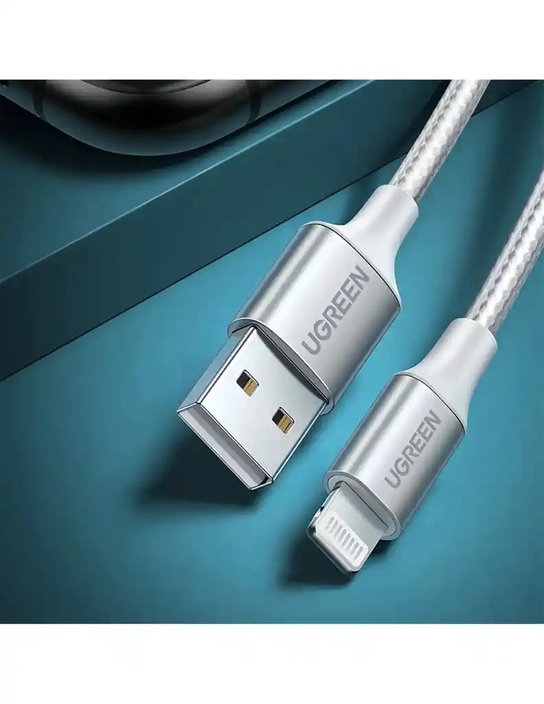Cable Usb-a A Lightning Ugreen 2m Reforzado Mfi Blanco