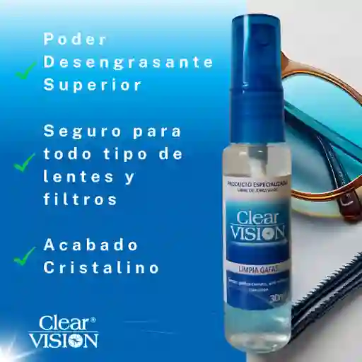 Limpia Gafas/lentes Clear Visión. Spray 30ml Más Paño De Microfibra Premium Para Lentes.