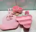 Set Vajilla Bebe En Silicona Alimentacion Diseño 10 Piezas