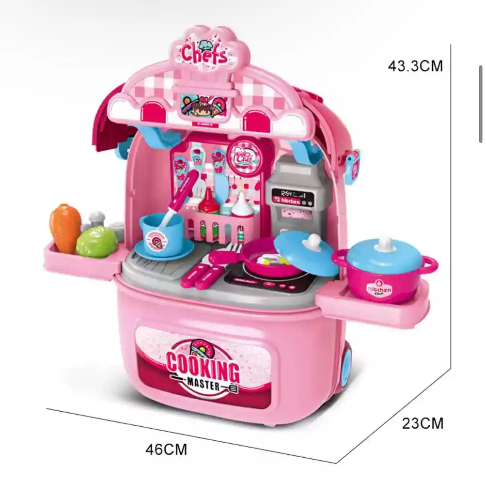 Cocina Infantil Maletín Portátil Con Ruedas Didáctico Niña