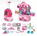 Cocina Infantil Maletín Portátil Con Ruedas Didáctico Niña