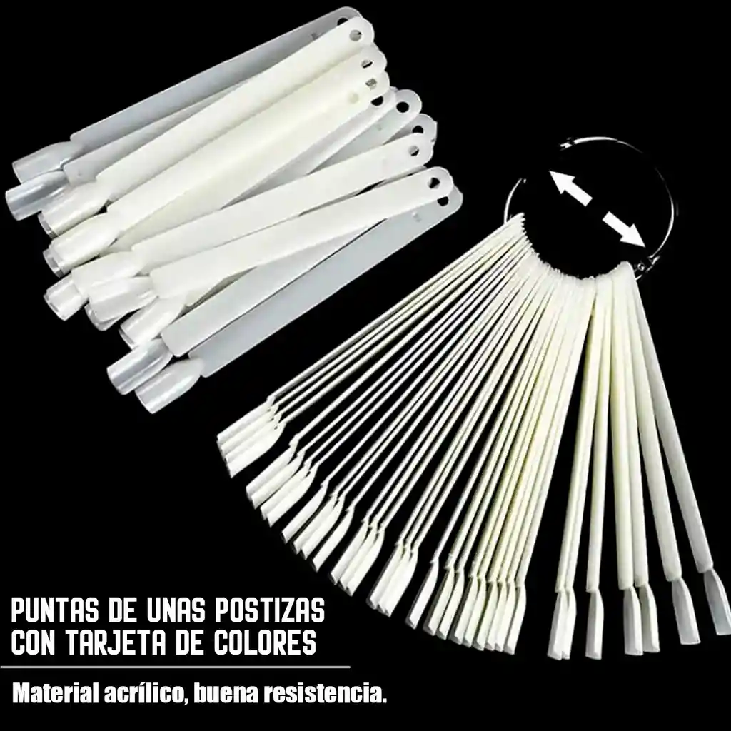 Muestrario De Uñas Llavero X 50 Tips Esmaltes Manicure Oferta Blanco O Transparente Aleatorio