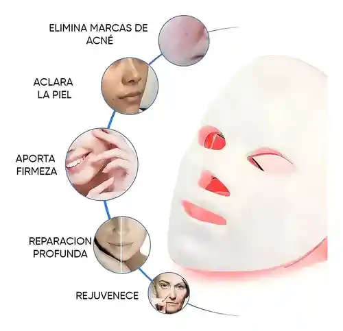 Mascara Fototerapia Led Facial Anti Arrugas Cuello Acné