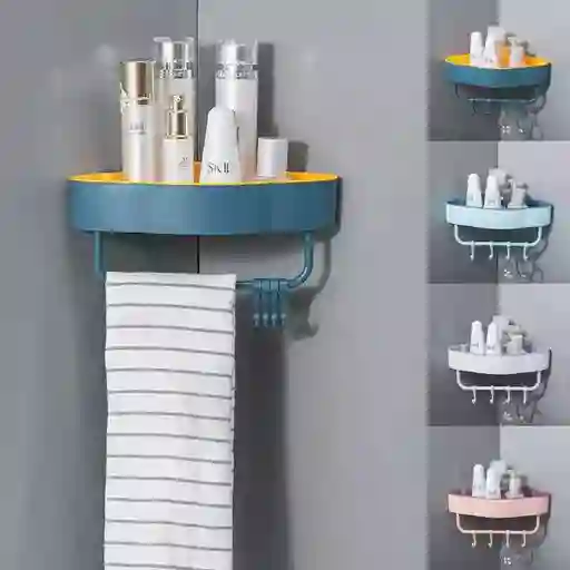 Estante Esquina De Pared Con Gancho Para Baño Multi Organizador