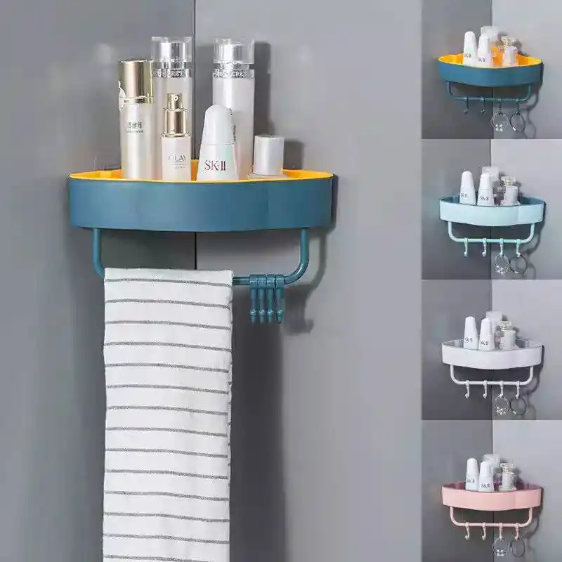 Estante Esquina De Pared Con Gancho Para Baño Multi Organizador