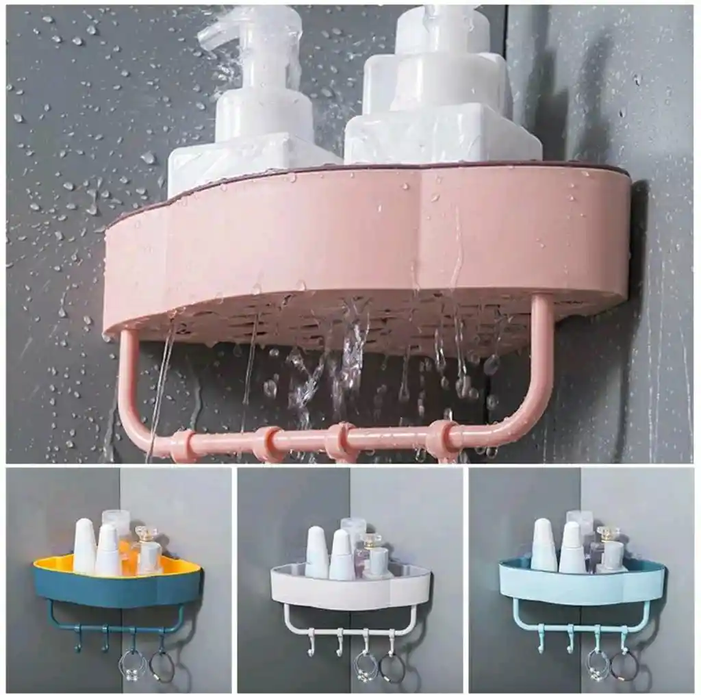 Estante Esquina De Pared Con Gancho Para Baño Multi Organizador