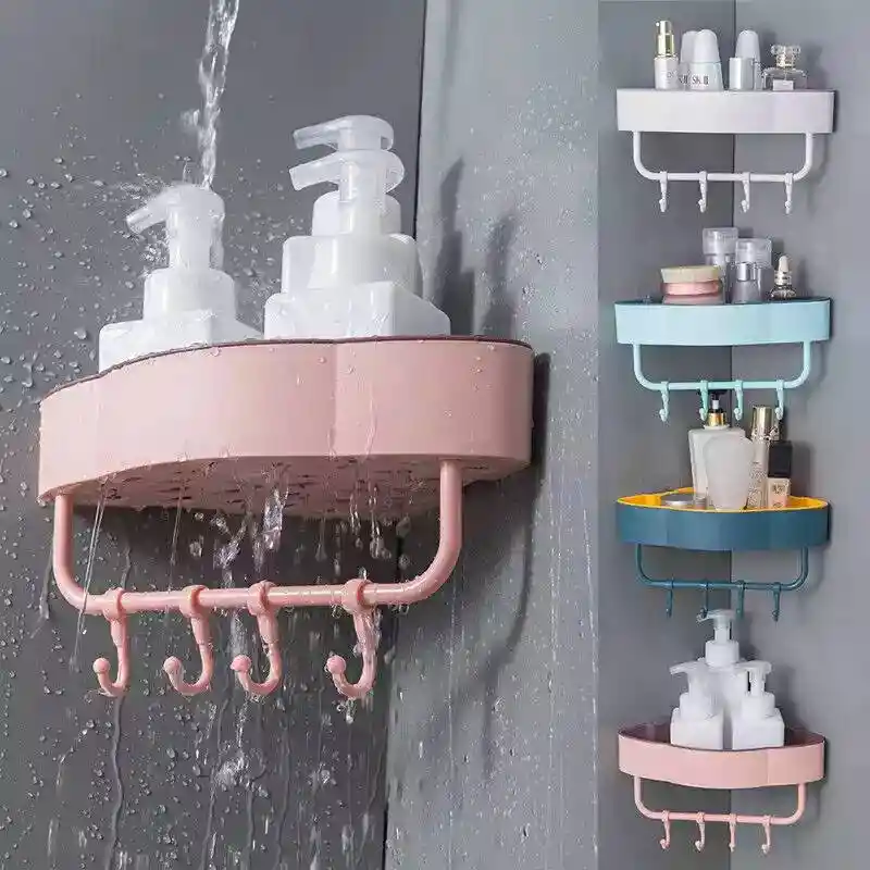Estante Esquina De Pared Con Gancho Para Baño Multi Organizador