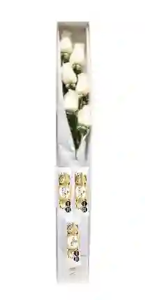 Caja 6 Rosas Blancas Y Ferrero Rocher