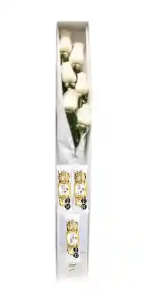 Caja 6 Rosas Blancas Y Ferrero Rocher