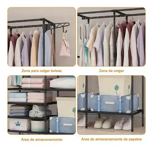 Closet Organizador 3 Espacios Zapatero Perchero Multifunción
