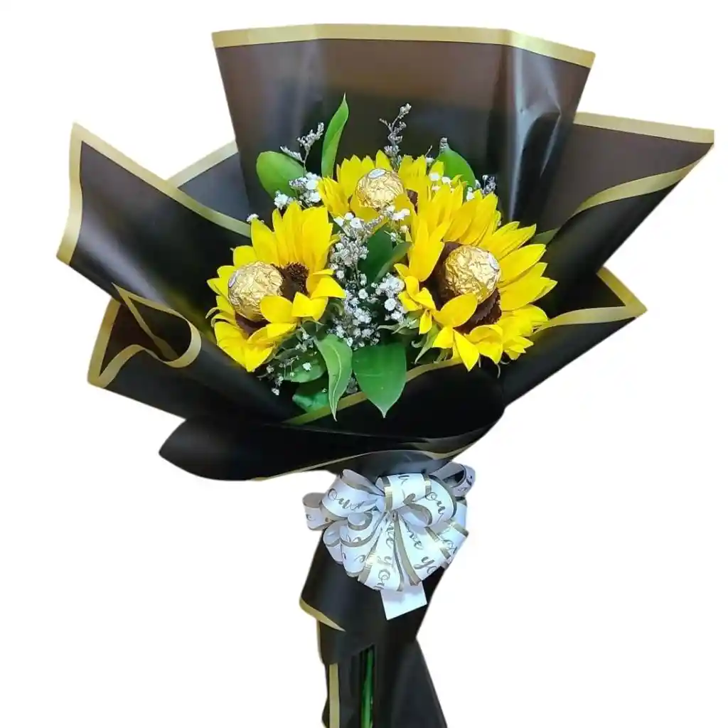 Girasoles Con 3 Unidades De Chocolates