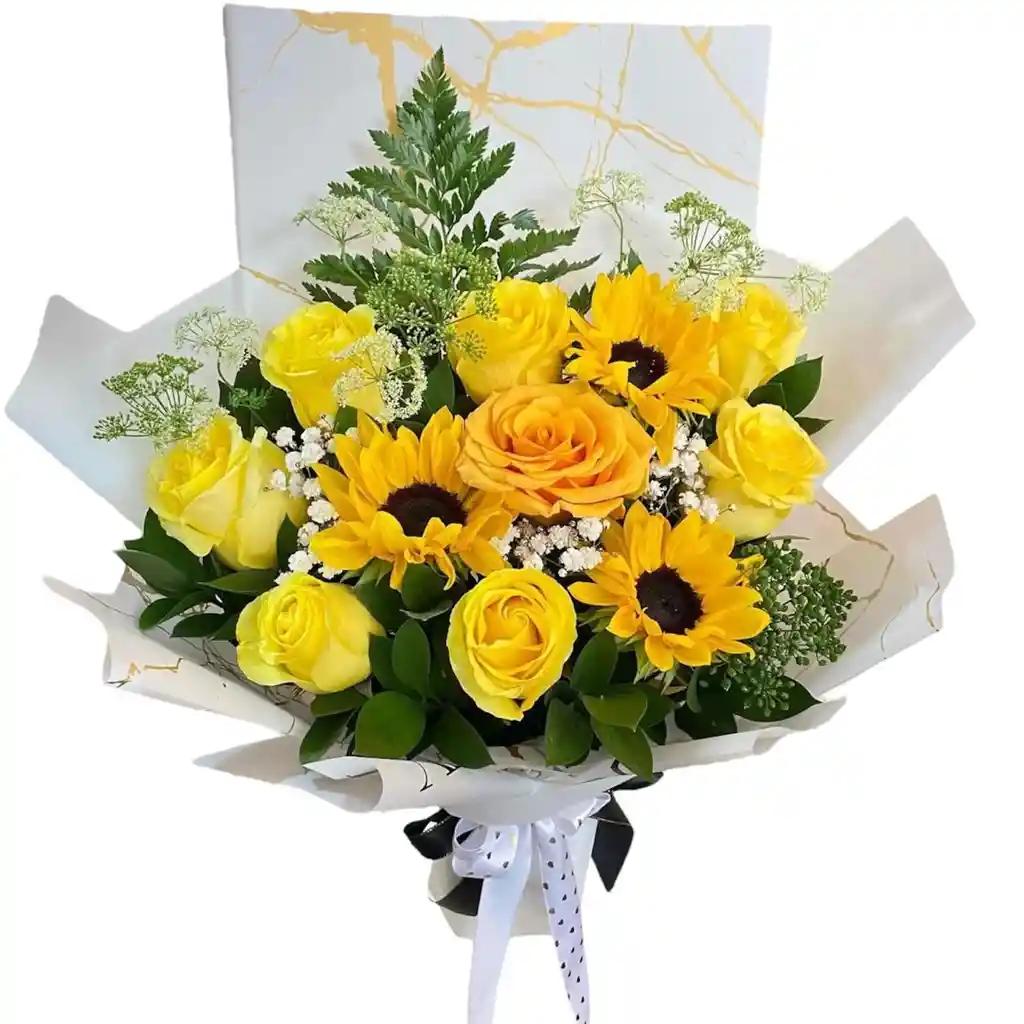 Ramo De Girasoles Y Rosas Amarillas