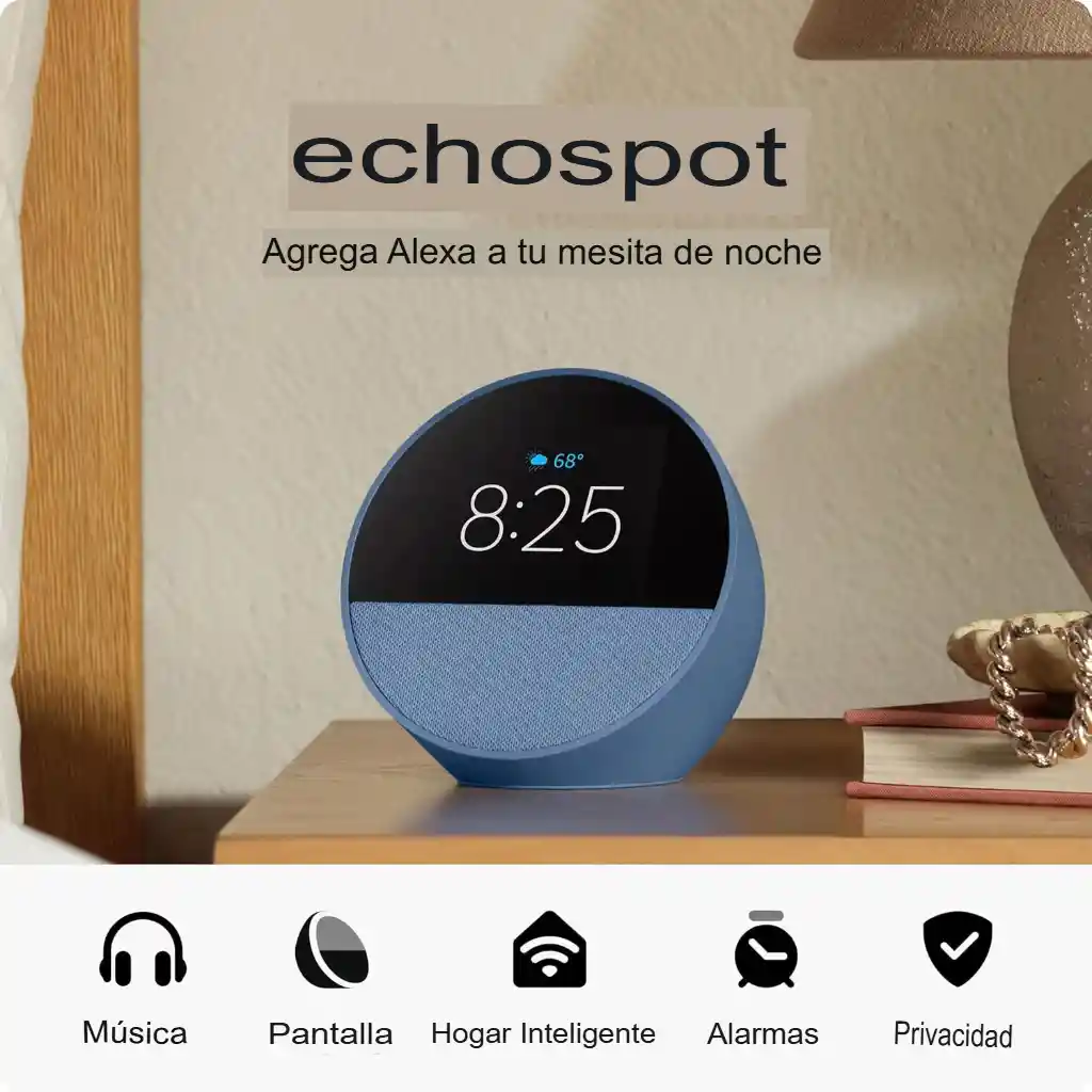 Alexa Echo Spot Modelo 2024 Con Pantalla Integrada Azul