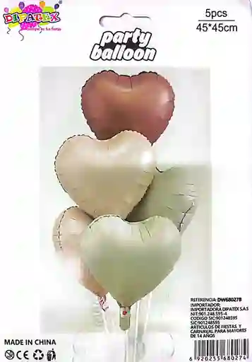 Set Globos X5 Corazones 18"