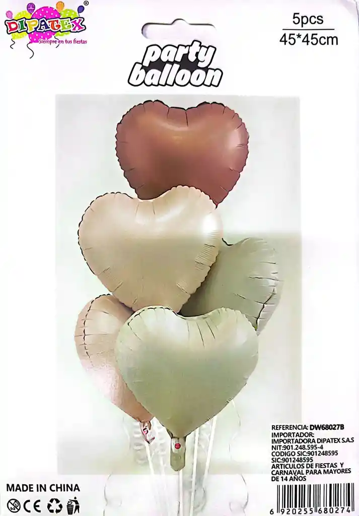 Set Globos X5 Corazones 18"