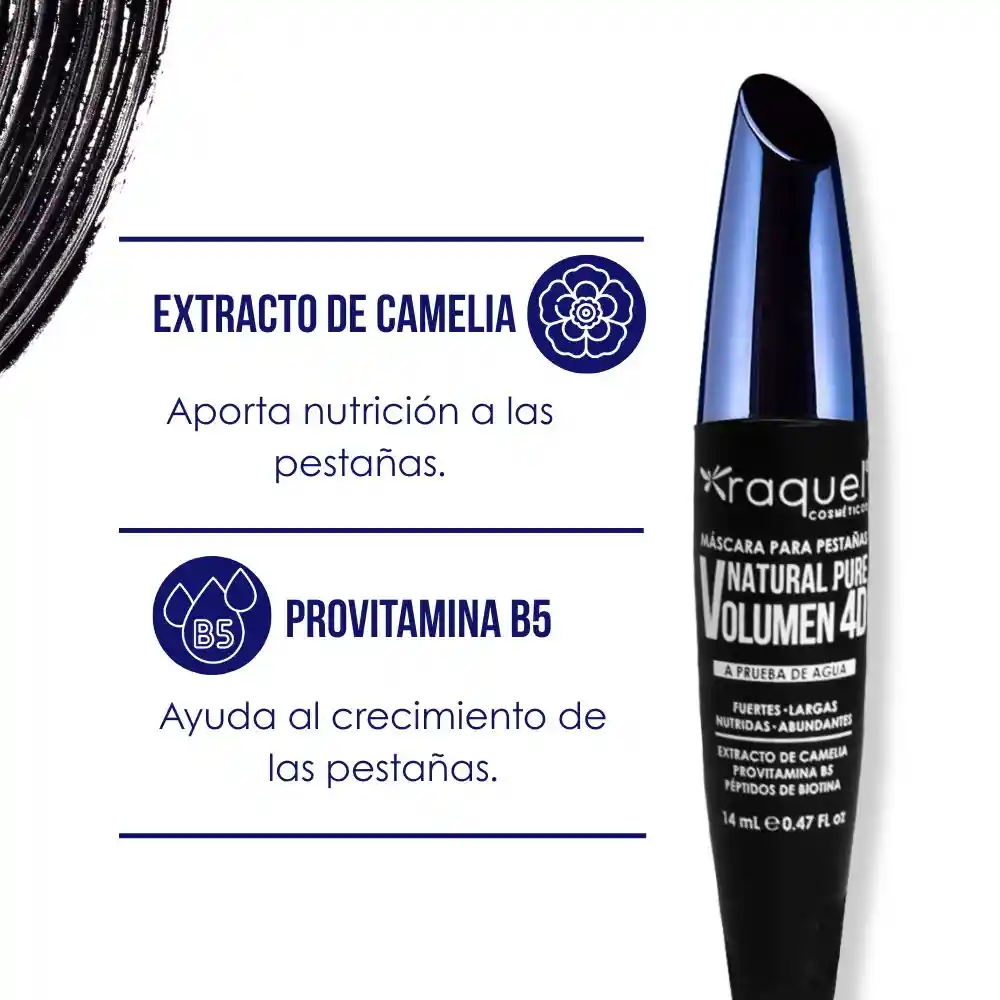 Pestañina Volumen A Prueba De Agua Pure 4d Raquel