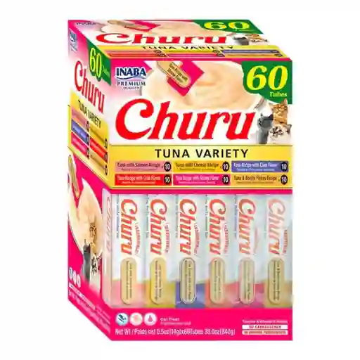Snack Para Gato Inaba Cat Churu Box Tuna 60 Piezas Surtidas