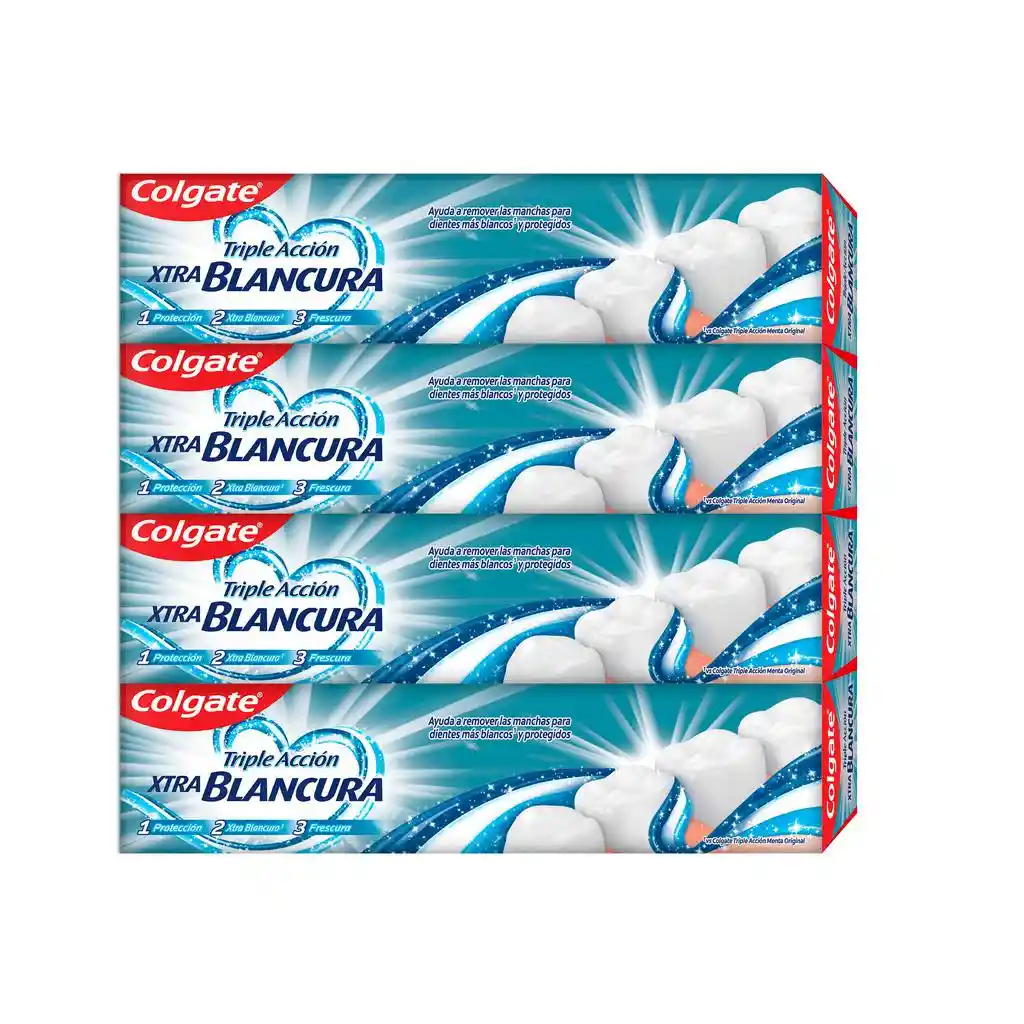 Colgate Triple Acción Xtra Blancura Crema Dental Anticaries Con Fluor 4 Unidades / 150 Ml