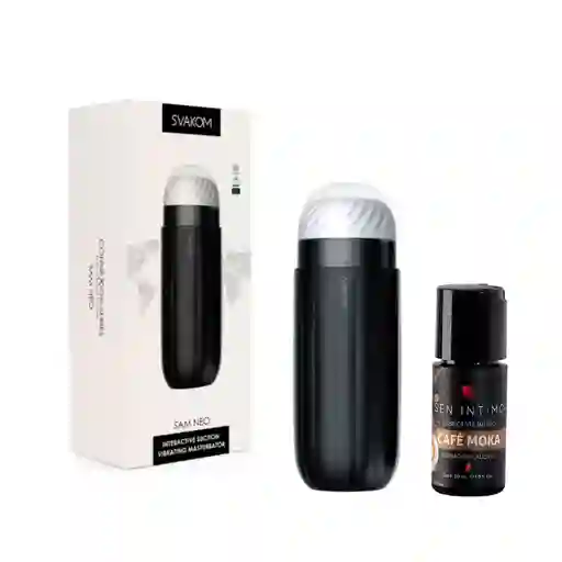 Masturbador De Succión Y Vibración Sam Neo Svakom + Lub Caliente Cafe Moka X 30 Ml Sen Intimo