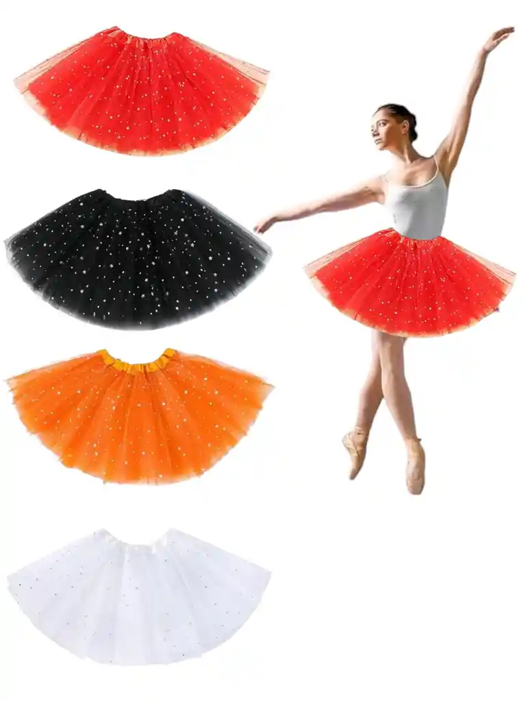 Disfraz Tutu Falda Brillante Para Adulto 37 Cm Blanco
