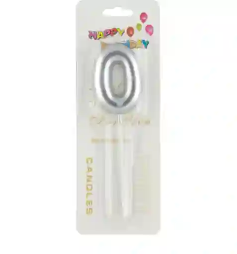 Vela De Aniversario Platianada Numero 0 4.5 Cm