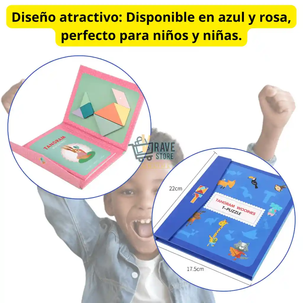 Juego Tangram Magnético De Madera Para Niños Rosa