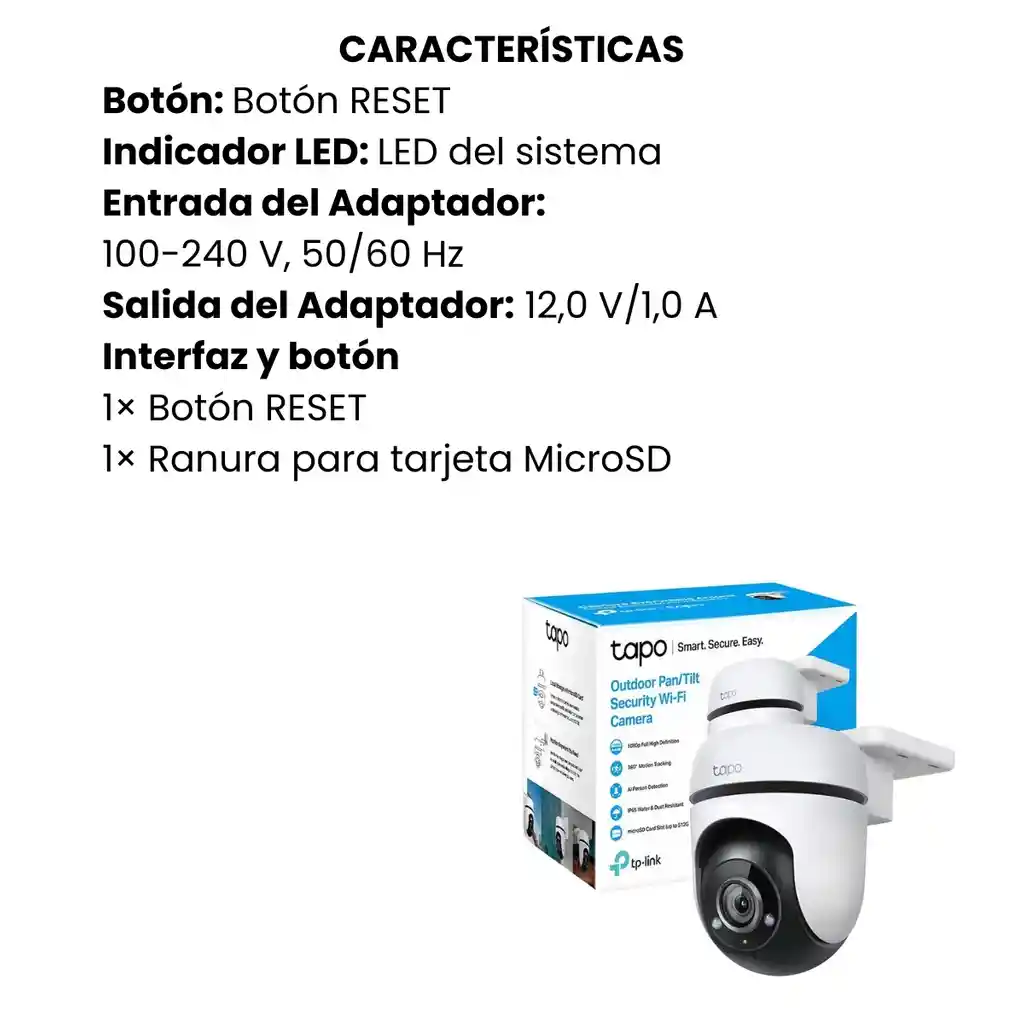 Cámara Tapo Inteligente Wi-fi De Vigilancia 360º