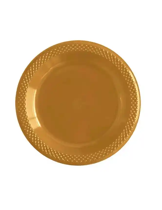 Plato Sempertex Plastico Deluxe 6" Dorado X 10 Und Party