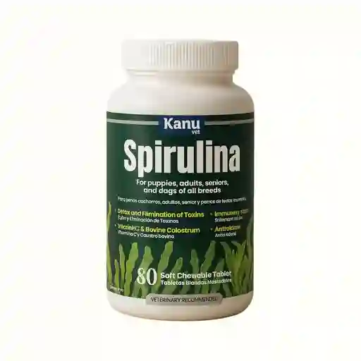 Suplemento Vitamínico Spirulina Kanu Vet Masticable Para Perros Y Cachorros