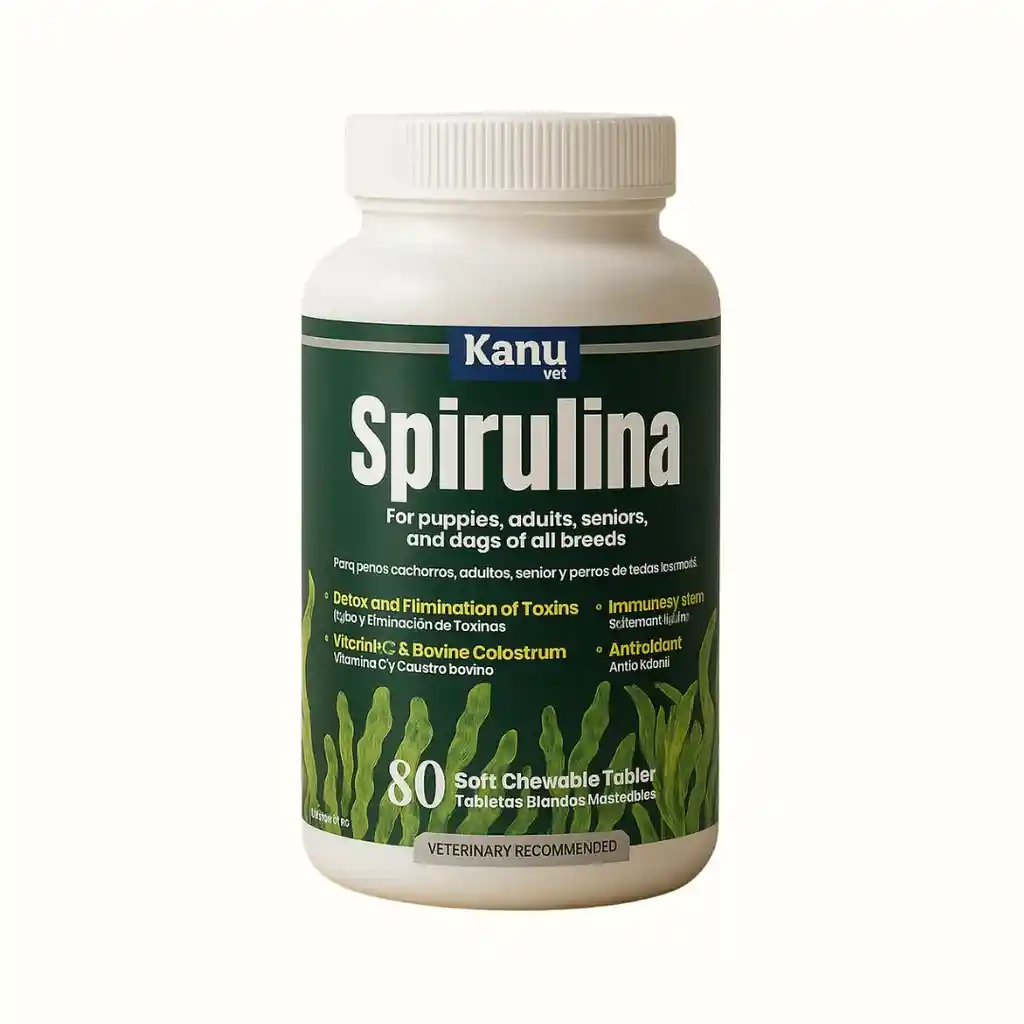 Suplemento Vitamínico Spirulina Kanu Vet Masticable Para Perros Y Cachorros