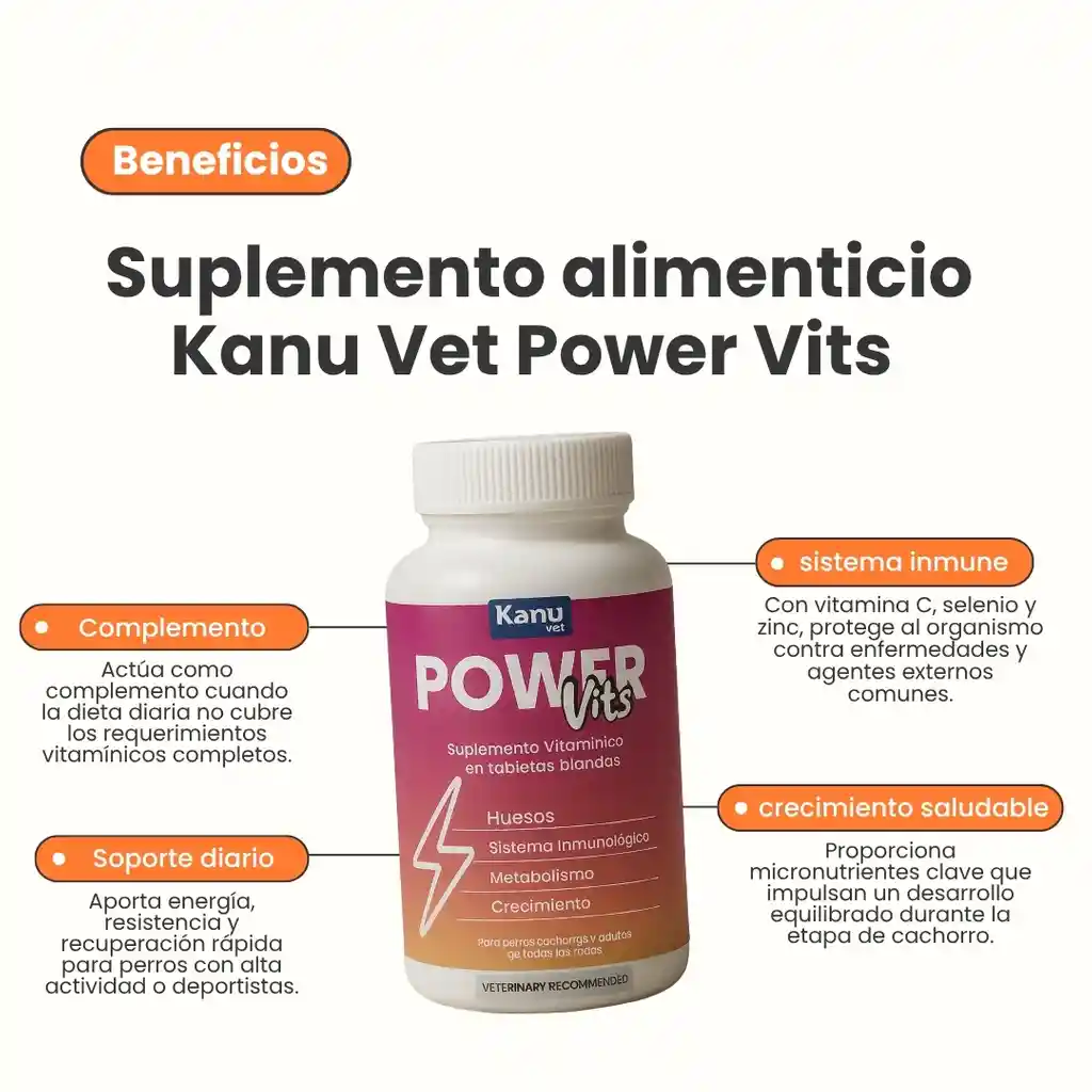 Suplemento Vitamínico Power Vits Kanu Vet Masticable Para Perros