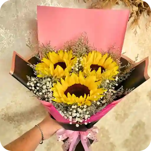 Mini Bouquet De 3 Girasoles & Perlitas