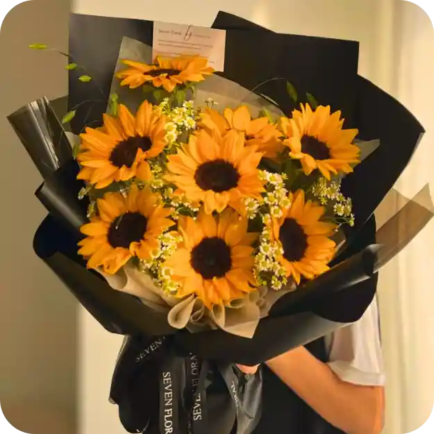 Bouquet Black De 8 Girasoles