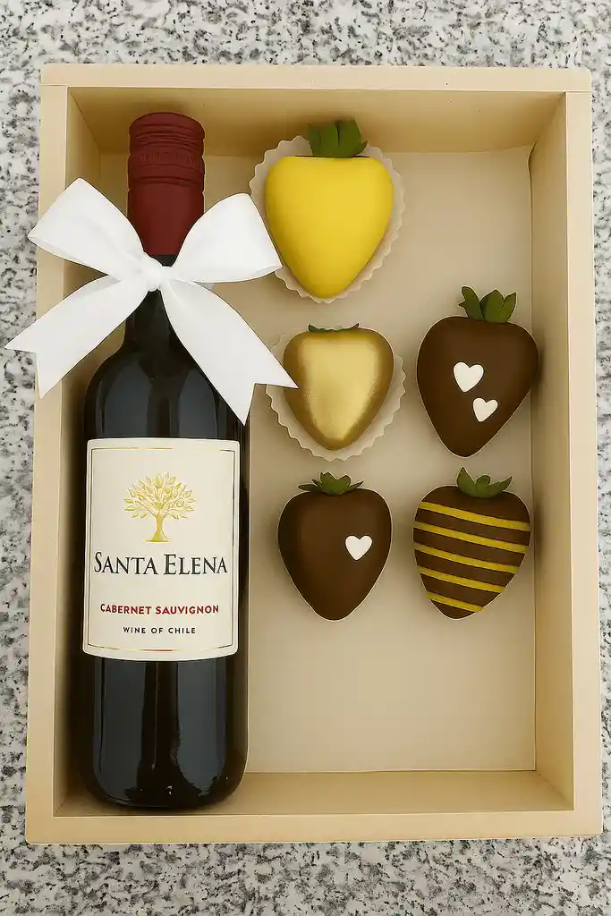 Vino Santa Helena + 4 Fresas Con Chocolate
