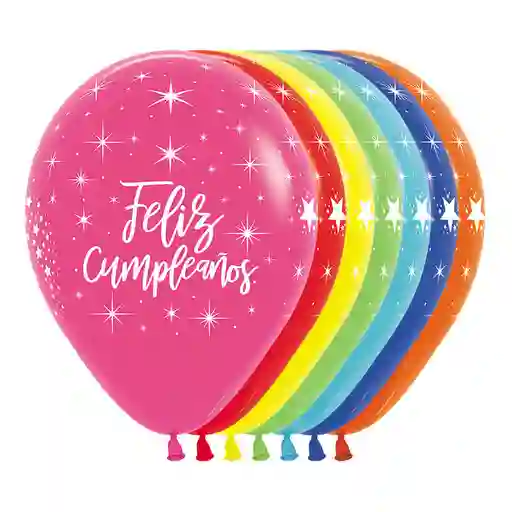 Globos R12 Sempertex Infinity Feliz Cumpleaños Radiante 10 Und