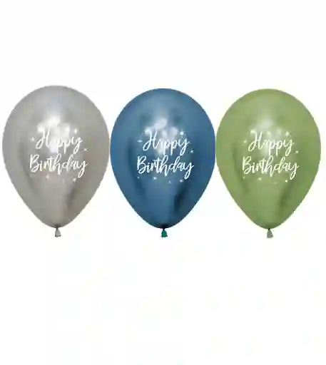 Globos R12 Sempertex Reflex Happy Birthday Radiante 3und